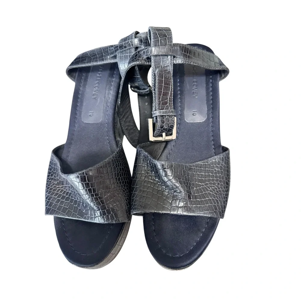Rachel Comey women's juno wedge Platform Sandals‎ Reptile Texture navy size 10